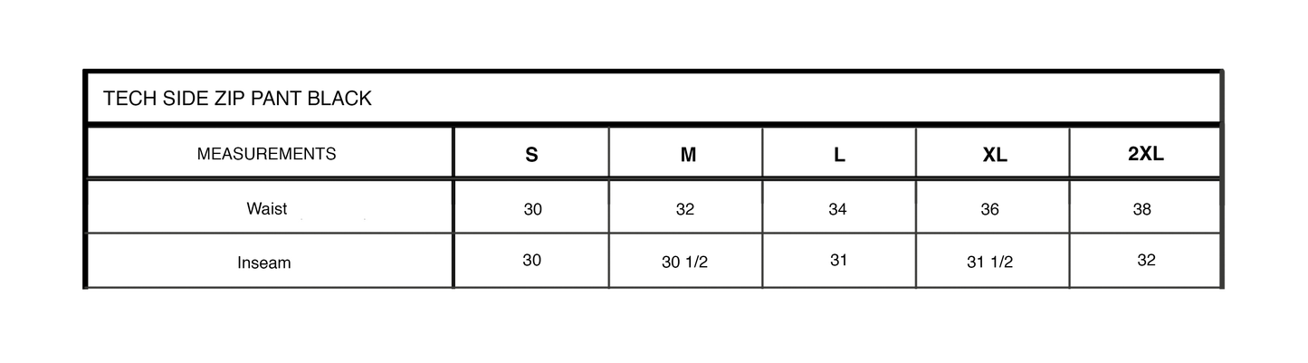 TECH SIDE ZIP PANT BLACK (AU/WT 24 EDITION)