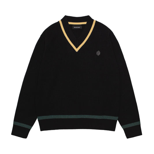 BS LOCKUP VNECK KNIT SWEATER BLACK