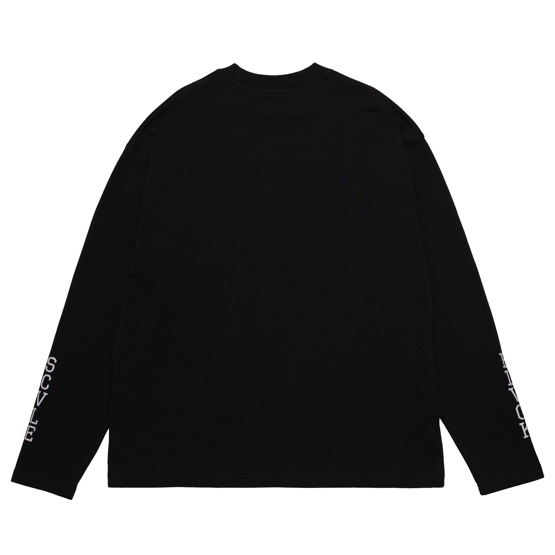 CHAIN STITCHED OVERSIZE L/S TEE BLACK