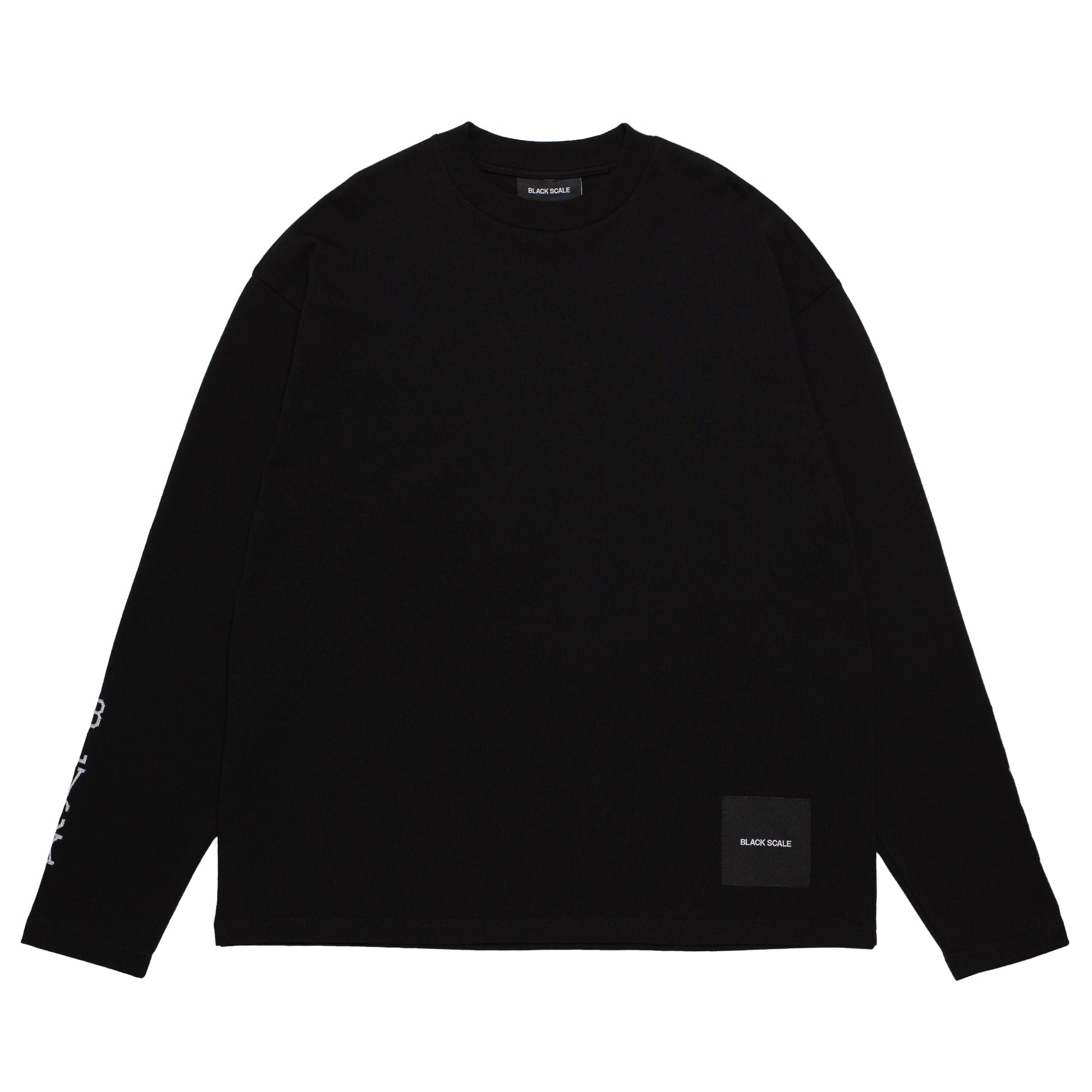 CHAIN STITCHED OVERSIZE L/S TEE BLACK