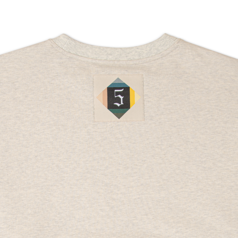 PANELED CREW SWEATSHIRT CREAM/GUNMETAL/BLACK