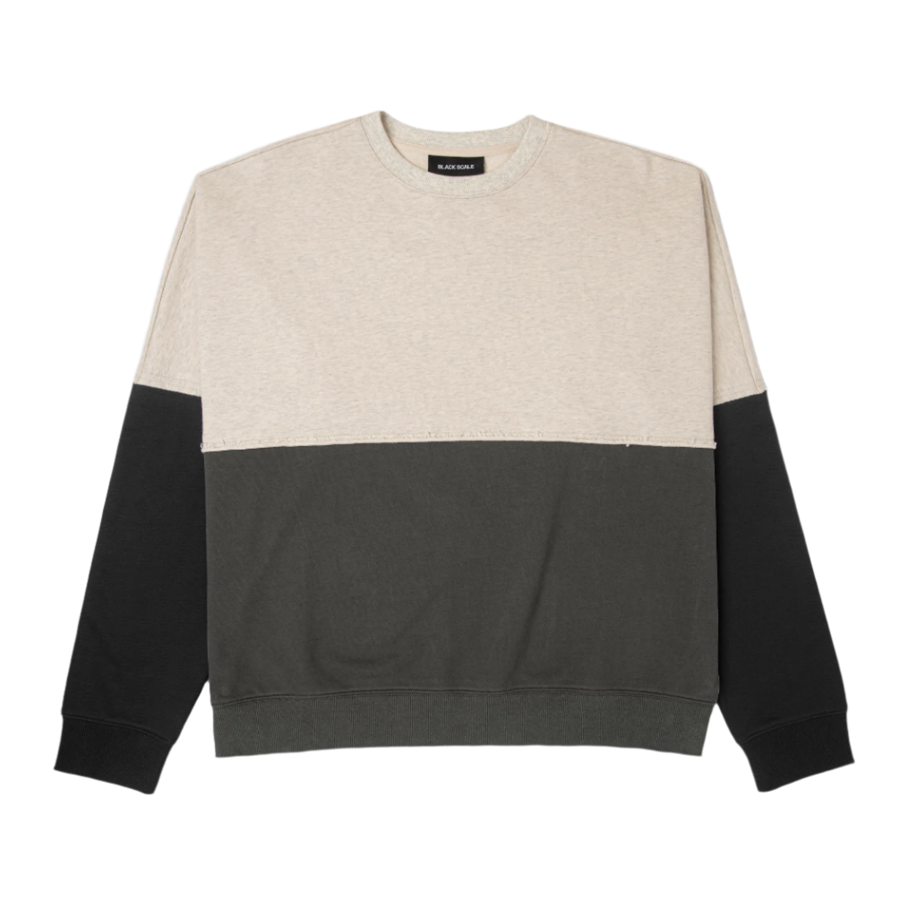 PANELED CREW SWEATSHIRT CREAM/GUNMETAL/BLACK