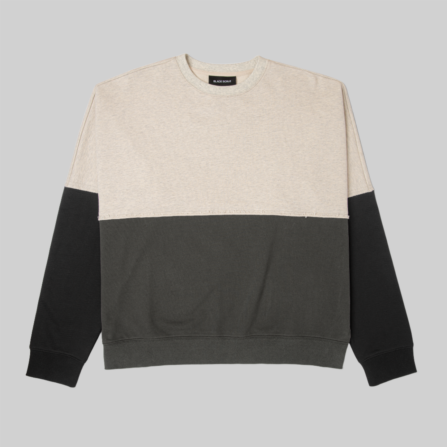 PANELED CREW SWEATSHIRT CREAM/GUNMETAL/BLACK