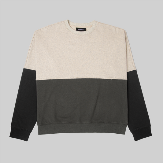 PANELED CREW SWEATSHIRT CREAM/GUNMETAL/BLACK