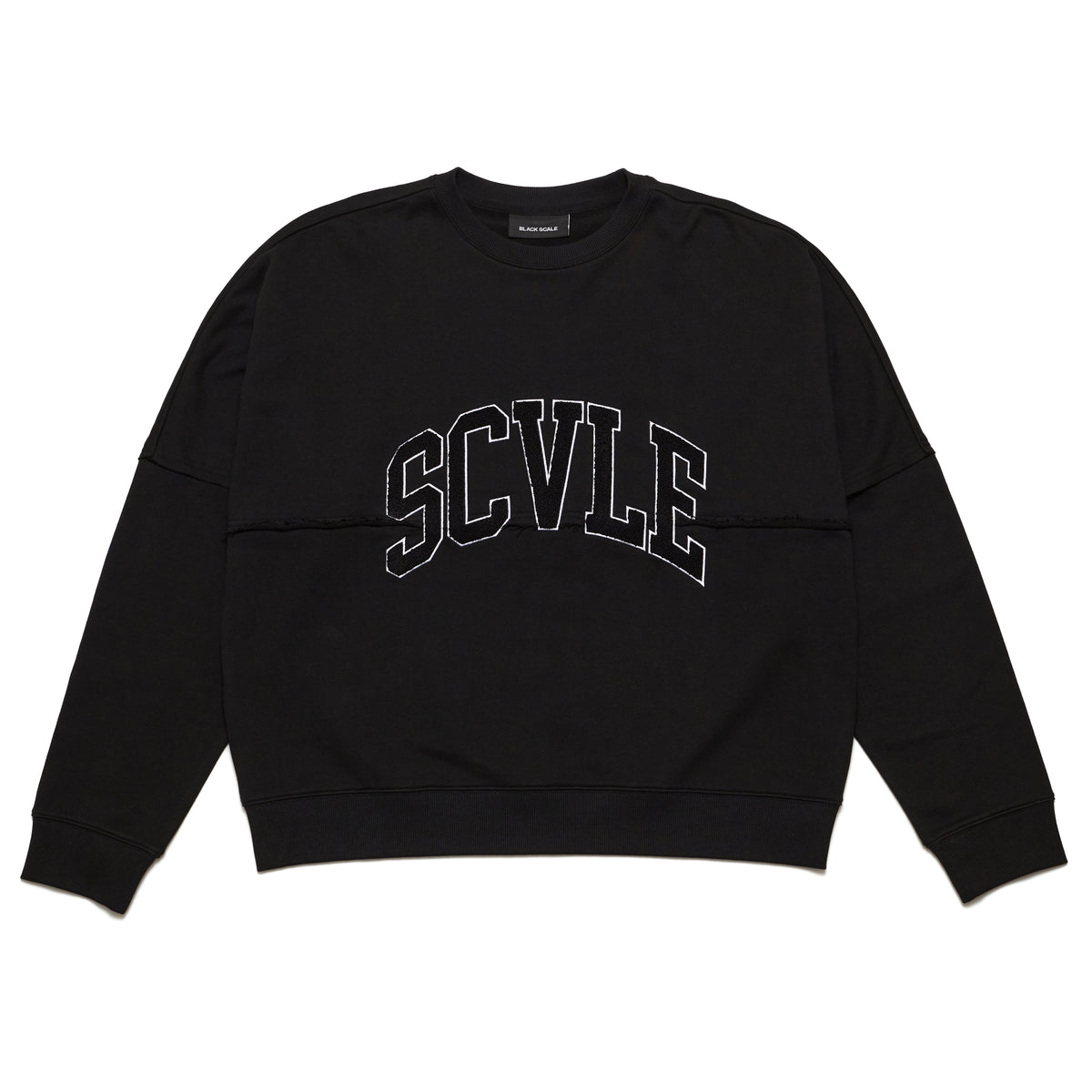 LOST X FOUND PANELED CREWNECK SWEATER – Black Scale