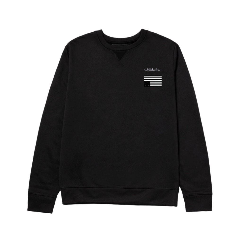 COLLEGIATE CREWNECK SWEATER (REBEL SCRIPT) BLACK