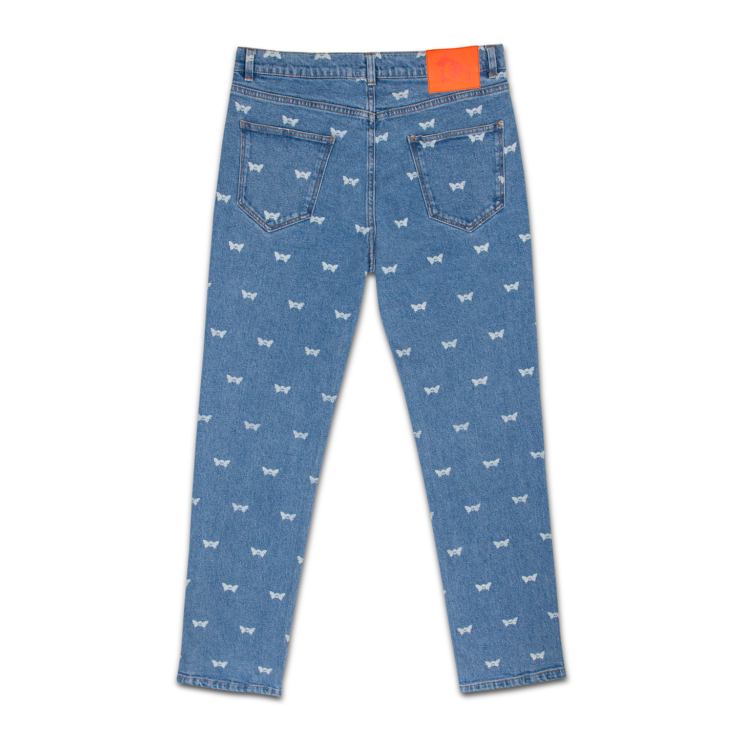 SKULL BUTTERFLY DENIM PANT BLUE