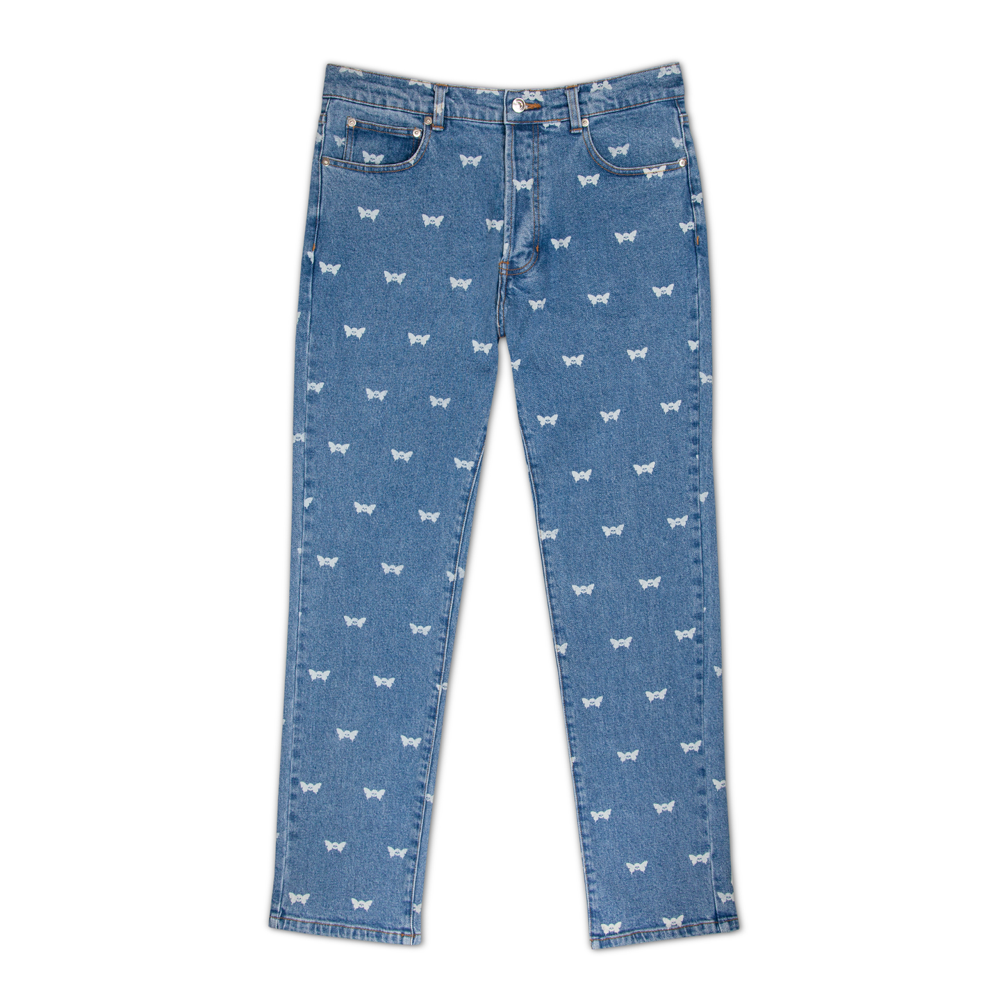 SKULL BUTTERFLY DENIM PANT BLUE