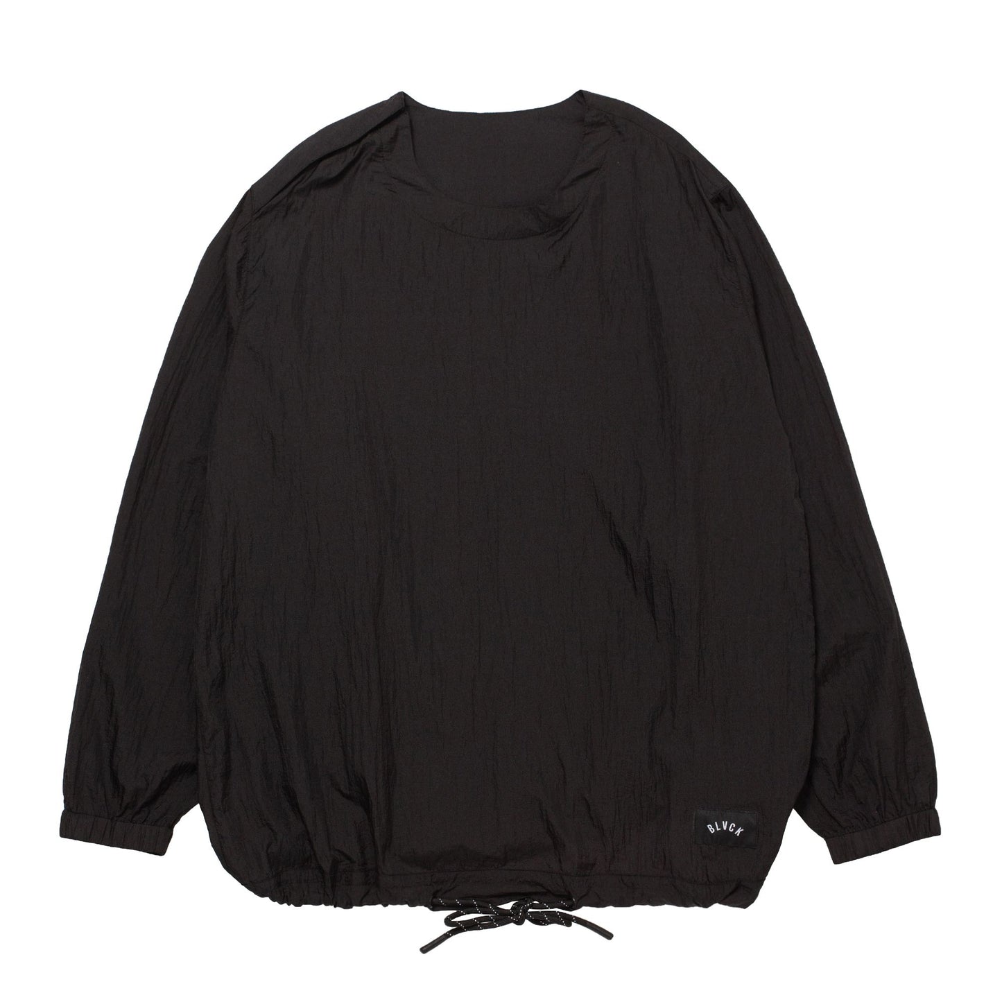 LIGHTWEIGHT NYLON PULLOVER CREWNECK BLACK