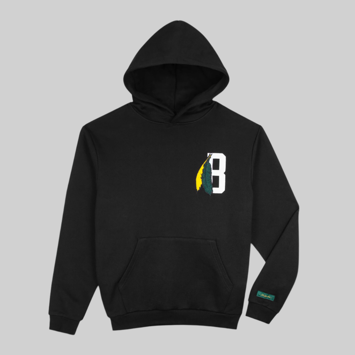 B FEATHER HOODED SWEATSHIRT BLACK