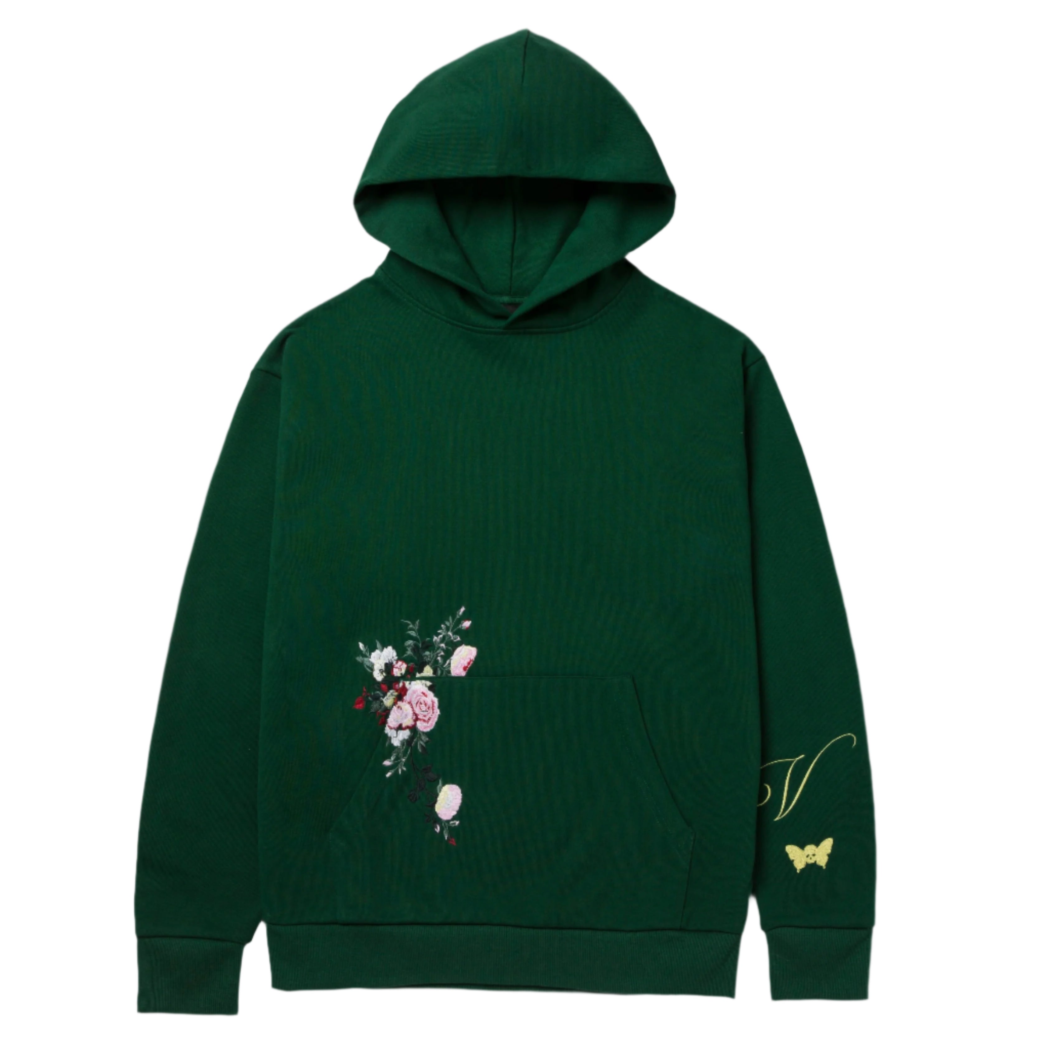V FLORAL HOODED SWEATSHIRT GREEN – Black Scale