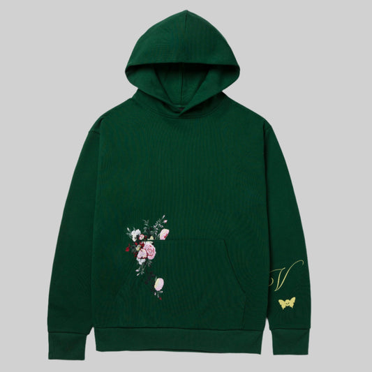 V FLORAL HOODED SWEATSHIRT GREEN