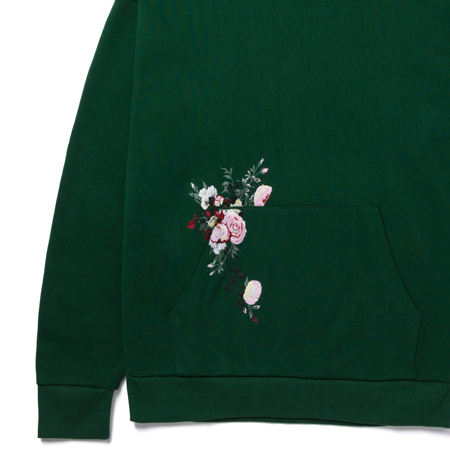 V FLORAL HOODED SWEATSHIRT GREEN