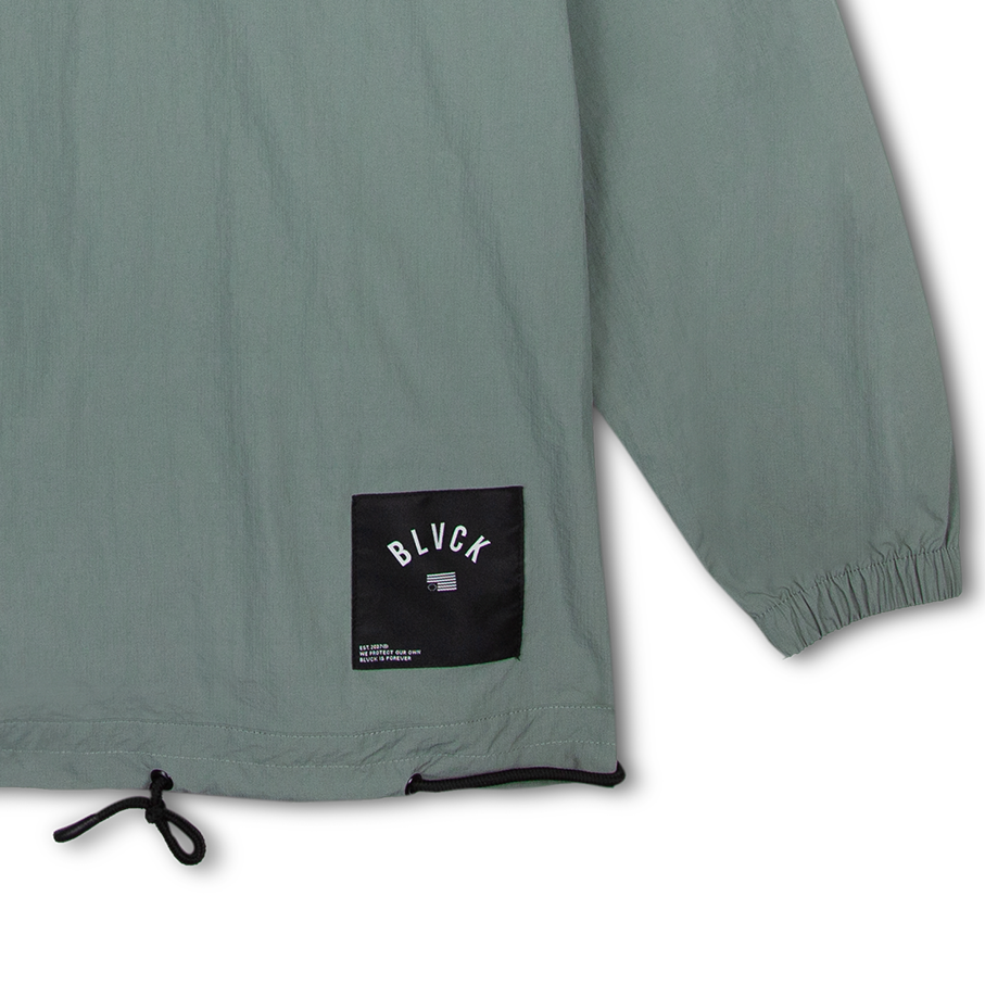 NYLON PULLOVER CREWNECK OLIVE SAGE