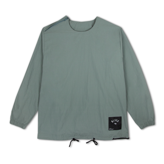 NYLON PULLOVER CREWNECK OLIVE SAGE