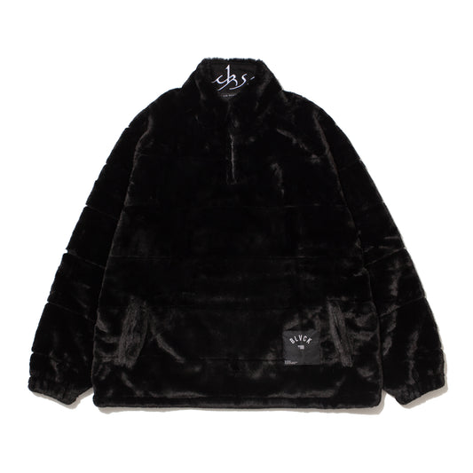 FAUX FUR PULLOVER JACKET BLACK