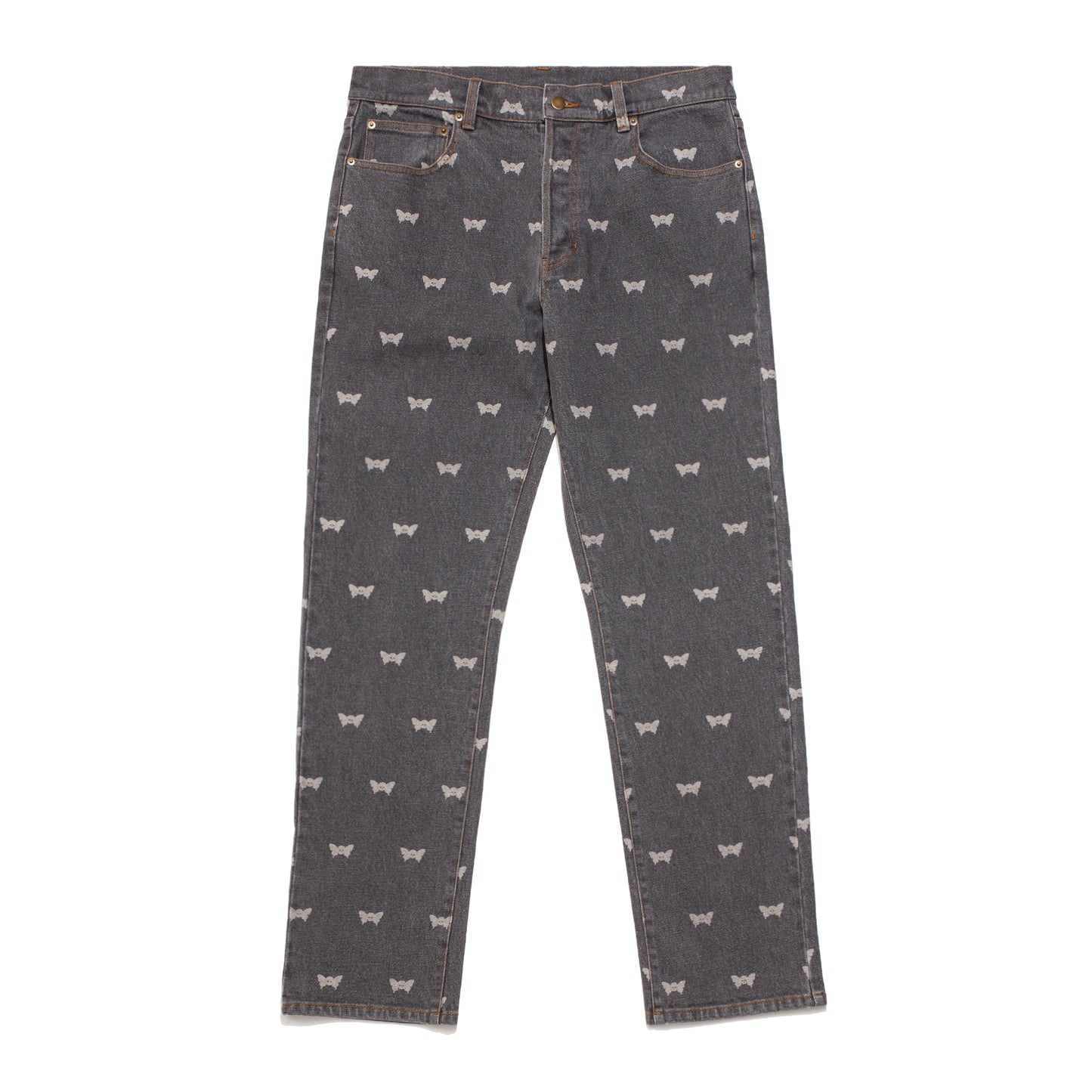 SKULL BUTTERFLY DENIM PANT BLACK