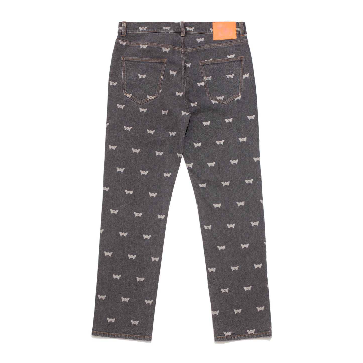 SKULL BUTTERFLY DENIM PANT BLACK