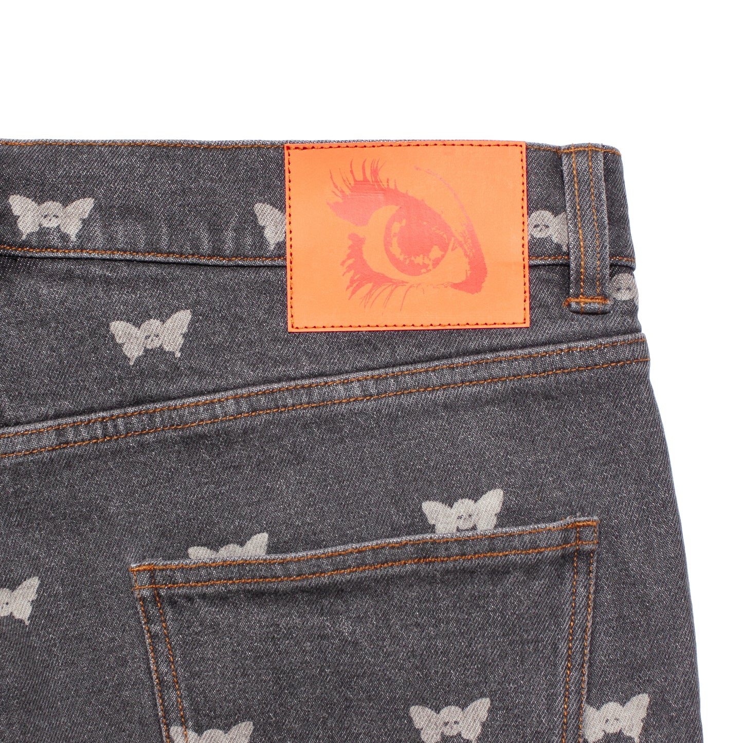 SKULL BUTTERFLY DENIM PANT BLACK