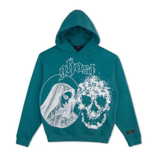 HOLY GHOST HOODED SWEATSHIRT BLUE SAGE